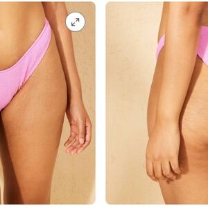 Textured Low-Rise Extra High Leg Extra Cheeky Bikini Bottom, Pink, Sz M.